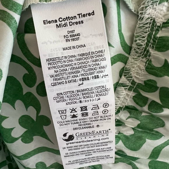 Boden Green and White Long Sleeve Dress - Picture 3 of 3